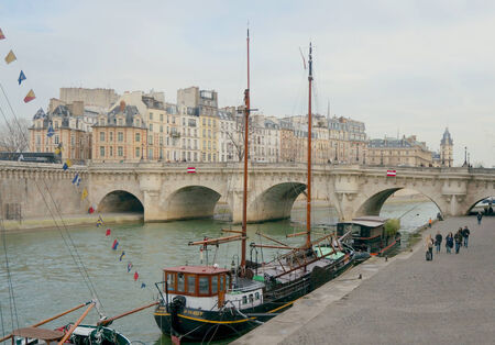 Paris, France - March 6 2013  Sailing ships at Voie Georges Pompidou and the pedestrians のeditorial素材
