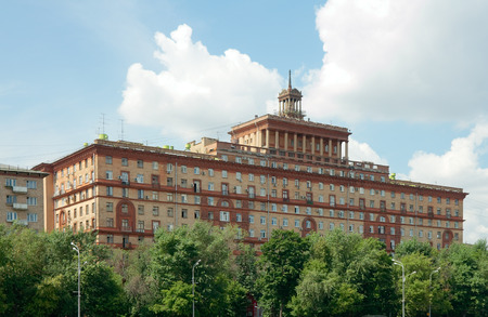11-storey residential house on Kosmodamianskaya Embankment  It was built in stalinist empire style in1954 by Mikhail Sinyavsky  Moscow, Russiaのeditorial素材