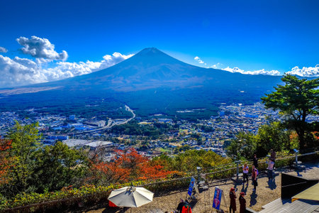 On top of the Kachi Kachi Rope-way with Mount Fuji view.のeditorial素材