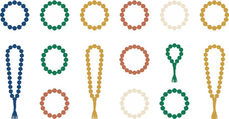Prayer beads rosaries Islamic circular linear colorfulのイラスト素材