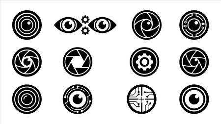 Eye icons, camera lenses, vision symbols.のイラスト素材