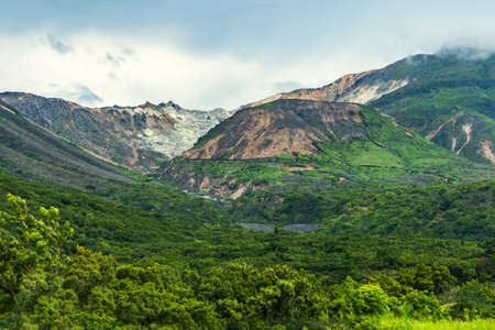 Summer Chojihara is full of greenery! Photographed in the vicinity of Kue, Nagashihara, with a slightly cloudy sky. It was cool and comfortable even in early August!の写真素材