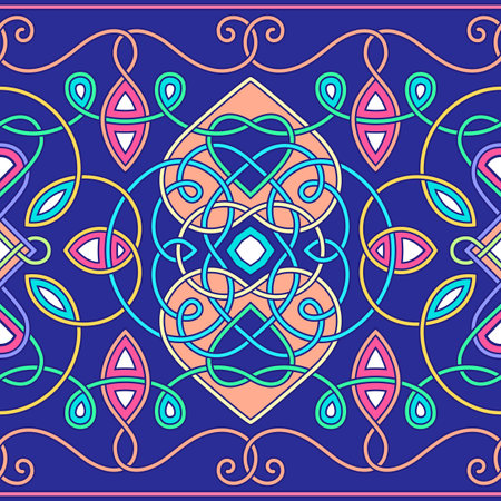 Oriental line ornament seamless colorful pattern