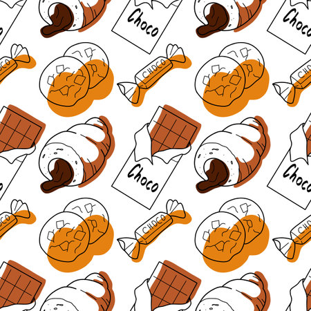 seamless pattern with the image of chocolate sweetsのイラスト素材