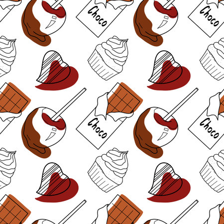 seamless pattern with the image of chocolate sweetsのイラスト素材