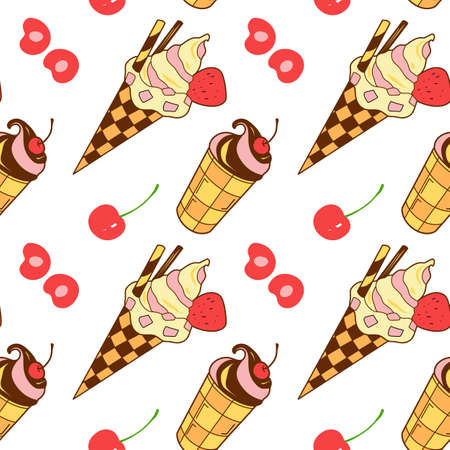 seamless pattern of sweets - ice cream vectorのイラスト素材
