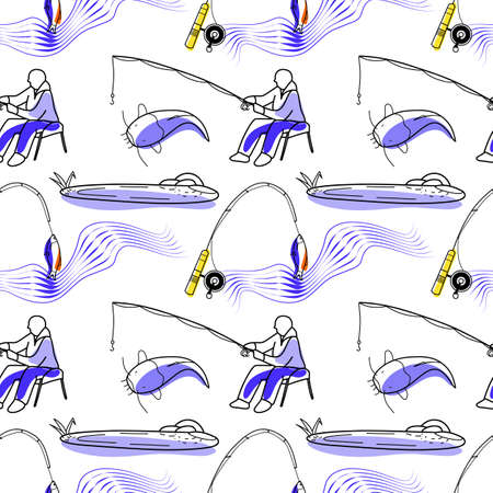 vector seamless pattern on the topic of fishingのイラスト素材