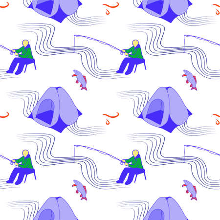 vector seamless pattern on the topic of fishingのイラスト素材