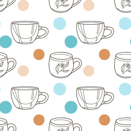 vector seamless pattern on the fun cupsのイラスト素材