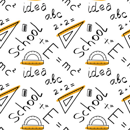 vector seamless pattern elements Back to School rulersのイラスト素材