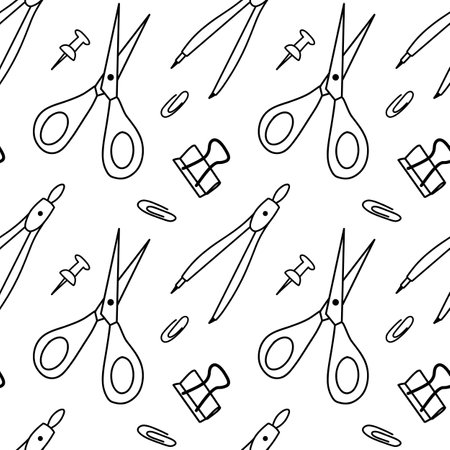 vector seamless pattern elements Back to Schoolのイラスト素材