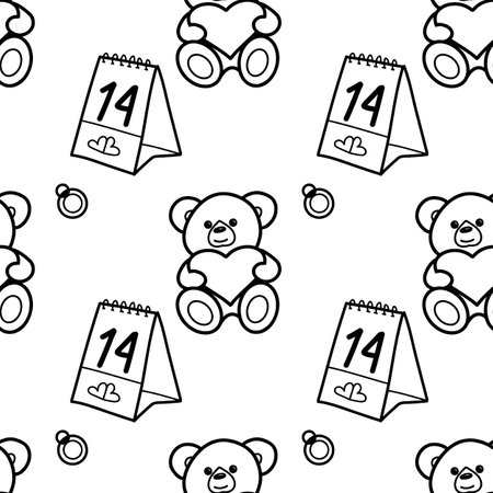 vector seamless pattern on Valentine's Day, February 14 Loveのイラスト素材