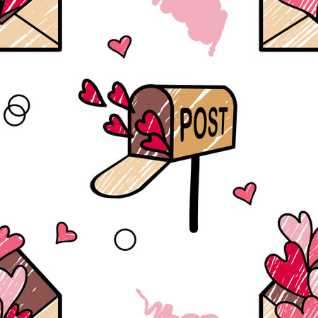 vector seamless pattern on Valentine's Day, February 14 Loveのイラスト素材