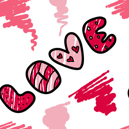 vector seamless pattern on Valentine's Day, February 14 Loveのイラスト素材