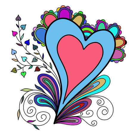 color line art drawing of a heart for coloring, cards, booksのイラスト素材