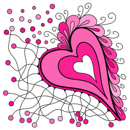 line art color drawing of a heart for coloring, cards, booksのイラスト素材