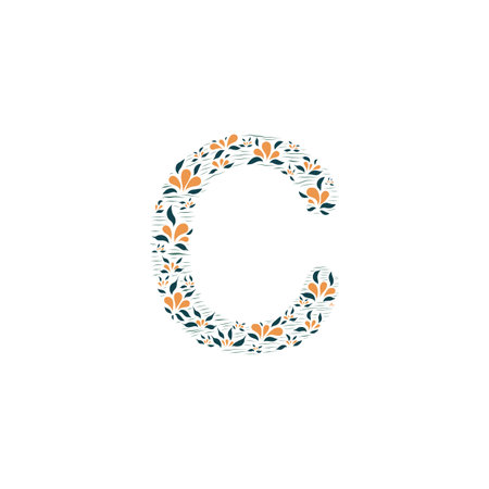 Flower Alphabet of the English language - letter - Cのイラスト素材
