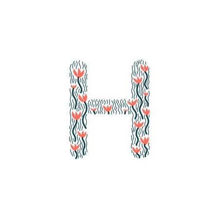 Flower Alphabet of the English language - letter - Hのイラスト素材