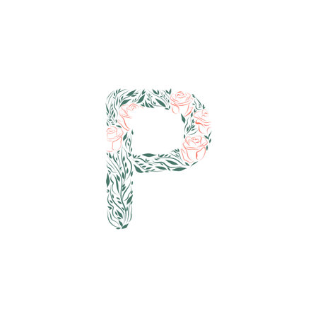 Flower Alphabet of the English language - letter - Pのイラスト素材