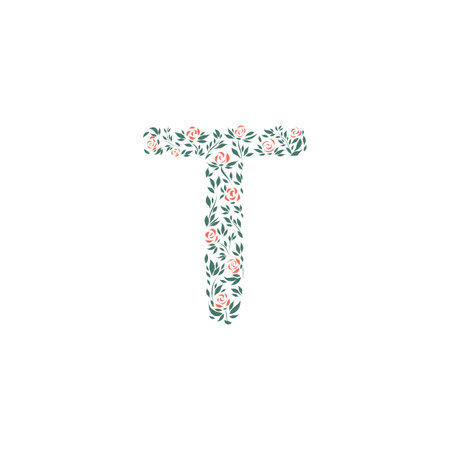 Flower Alphabet of the English language - letter - Tのイラスト素材