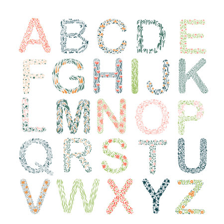 Flower Alphabet of the English language - the whole set of lettersのイラスト素材