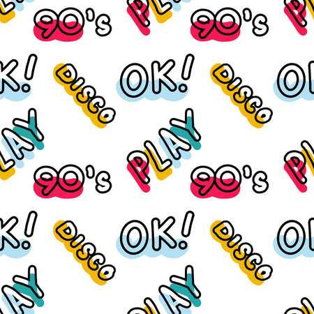Abstract seamless pattern in 90s style outline and spot drawingsのイラスト素材