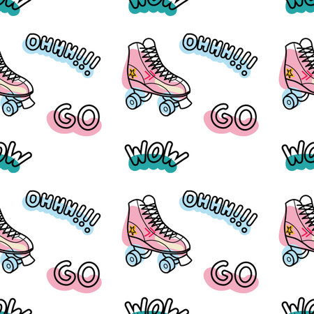 Abstract seamless pattern in 90s style outline and spot drawingsのイラスト素材