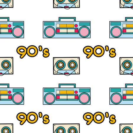 Abstract seamless pattern in 90s style vectorのイラスト素材
