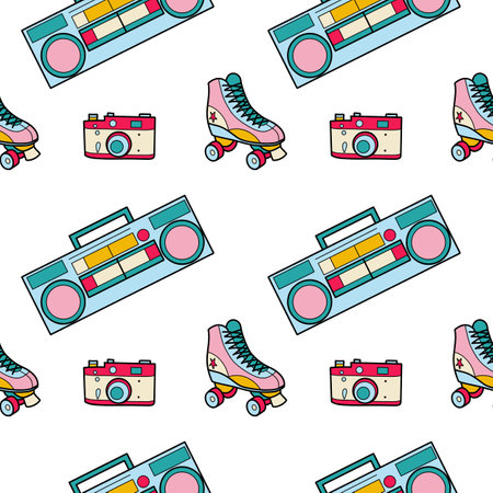 Abstract seamless pattern in 90s style vectorのイラスト素材