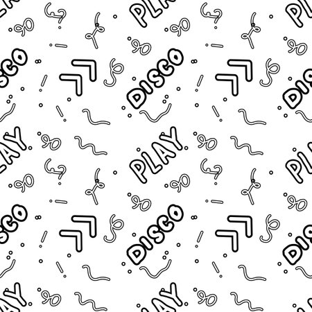 Abstract seamless pattern in 90s style outlineのイラスト素材