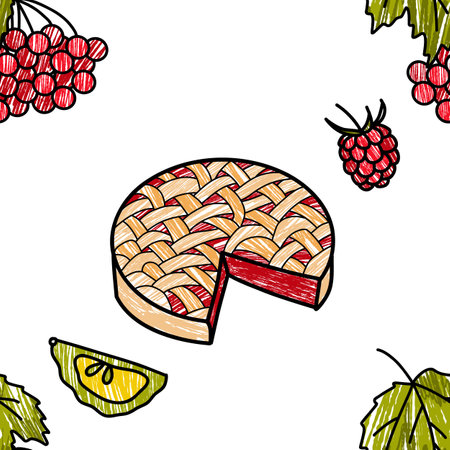 vector pencil seamless pattern for winter warmth, sweets, drinksのイラスト素材