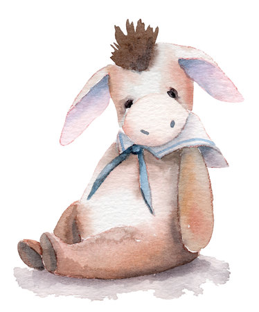 watercolor drawing of a toy drawn by handの写真素材