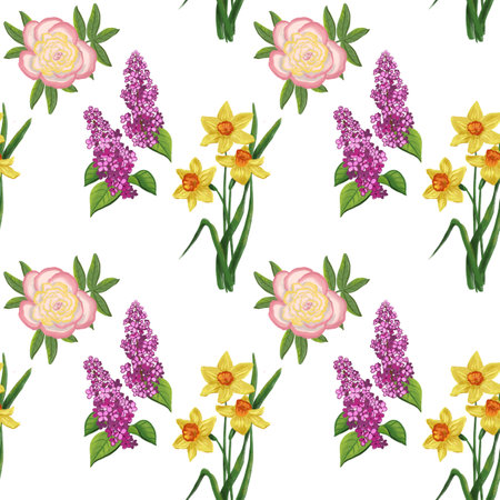 seamless pattern spring flowers for your designの写真素材