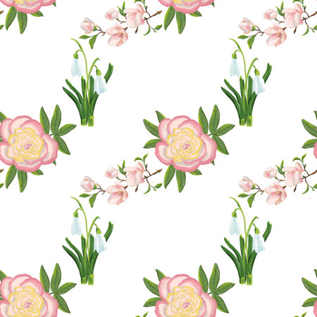 seamless pattern spring flowers for your designの写真素材