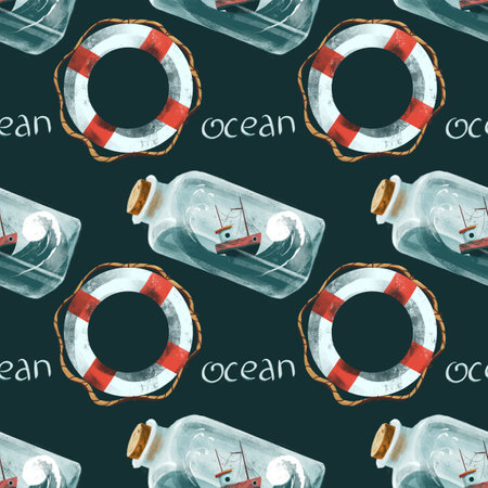 seamless pattern on the theme of ocean, sea - illustrations for your designの写真素材