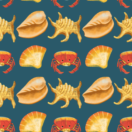 seamless pattern on the theme of ocean, sea - illustrations for your designの写真素材