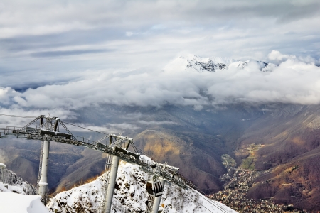 ski lift in Sochi Krasnaya Polyanaの写真素材