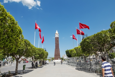 The clock tower in the capital city of Tunisiaのeditorial素材