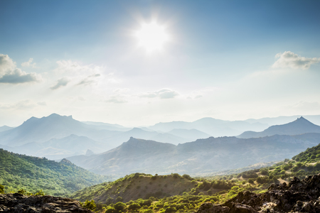 Kara Dag massif, Crimea, extinct volcano Kara-Dag mountain reserve, Ukraineの写真素材