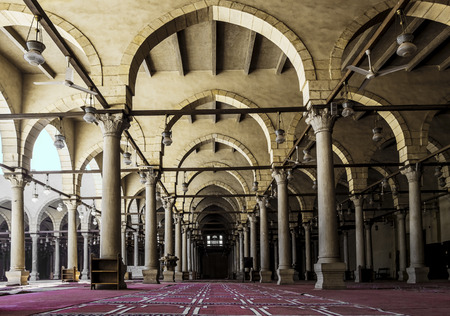 The Interior of the mosque of AMR Ibn Al-Aasa in Egypt in Cairoのeditorial素材