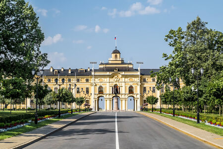 Congres Palace-Konstantine Palace in Strelna on a sunny summer day, St. Petersburgのeditorial素材