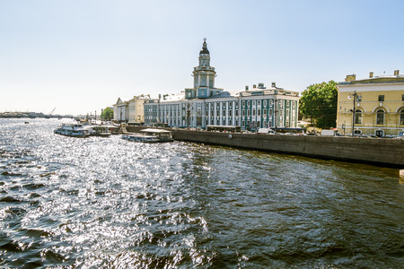 Views on University embankment in Saint Petersburg, on a bright sunny day July 25, 2014のeditorial素材