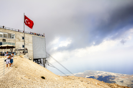 Turkey mountain peak TahtalÄ±. visitors watch the clouds and mountain lift at the top of Mount TahtalÄ± 24.08.2013, Kemerのeditorial素材