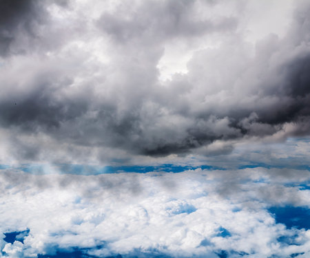 Look at the clouds and sky from a height of ten thousand feet