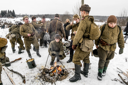 Russia St. Petersburg. January 25, 2015. military history clubs spend renovating the breakout the siege of Leningrad in World War IIのeditorial素材