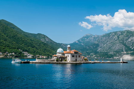 Church Island Gospa od Shkrpela in Kotor bay.Montenegro.の写真素材
