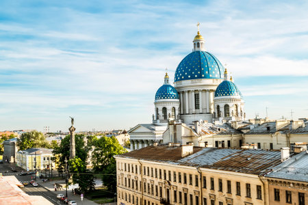 The view from the roof to the Trinity Izmailovsky Cathedral in St. Petersburg.Russia.の写真素材