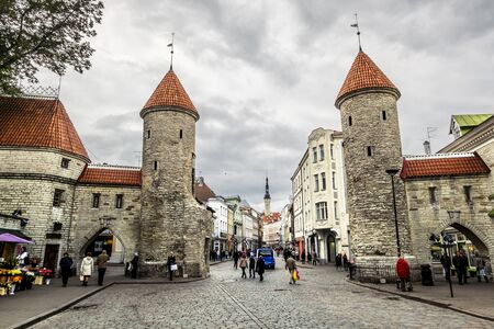 October 11, 2015.Tallinn.Views of the Viru gate in Tallinn .Estonia.のeditorial素材