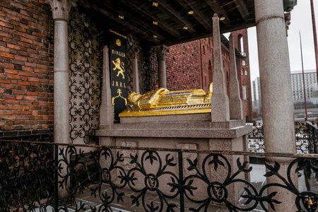 5 January 2016.Stockholm. View of the tomb of the founder of Stockholm Birger Jarl by the city hall.Stockholm. Swedenのeditorial素材