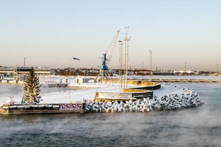 January 6, 2016 .Tallinn.  view of the port of Tallinn and the Baltic sea winter. Estonia.のeditorial素材
